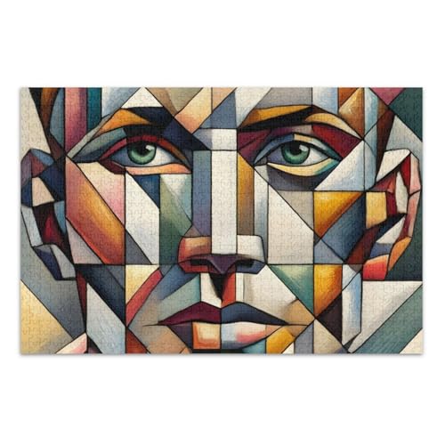 Cubist Face Light Jigsaw Pizzles Erwachsene Puzzles 500 Teile mit Buchstaben auf der Rückseite, Lustige Puzzles für Erwachsene von Joitme