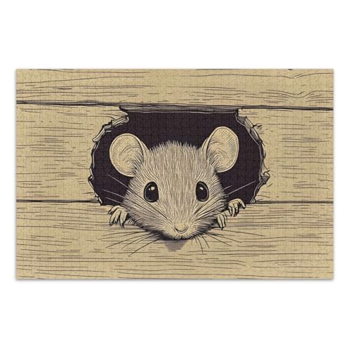 Curious Mouse Beige Puzzles für Erwachsene 500 Teile mit Buchstaben auf der Rückseite Lustige Puzzles von Joitme