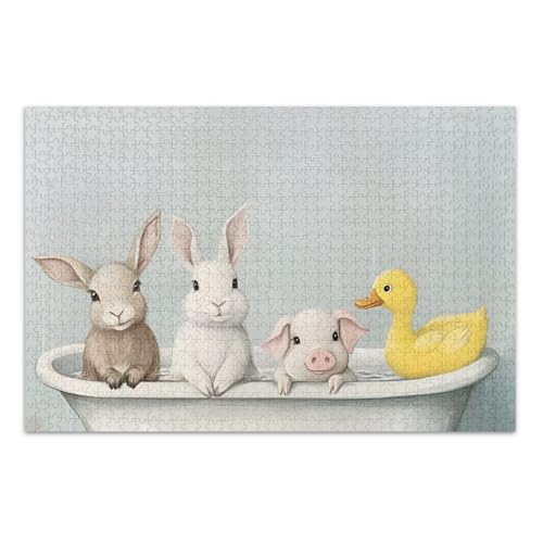 Cute Bathtub Companions White Puzzle, 1000 Teile Puzzles für Erwachsene, mit Buchstaben auf Rückseite, Puzzle 1000 Teile Erwachsene von Joitme