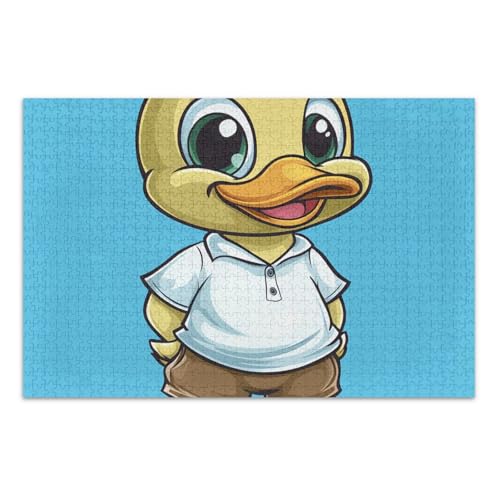 Cute Duck Blue Jigsaw Puzzle, Puzzle-Spiele für Erwachsene, mit Buchstaben auf der Rückseite, 1000 Teile Puzzles für Erwachsene von Joitme