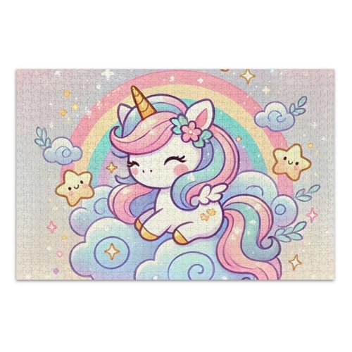 Cute Unicorn Pink Jigsaw Puzzles Adult Puzzles 500 Pieces with Letters on Back Adult Jigsaw Puzzle von Joitme