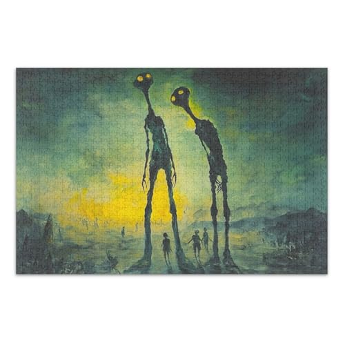 Ethereal Figuren Moonlight Green Jigsaw Puzzles 1000 Teile Puzzles für Erwachsene mit Buchstaben auf der Rückseite Erwachsene Puzzles 500 Teile von Joitme