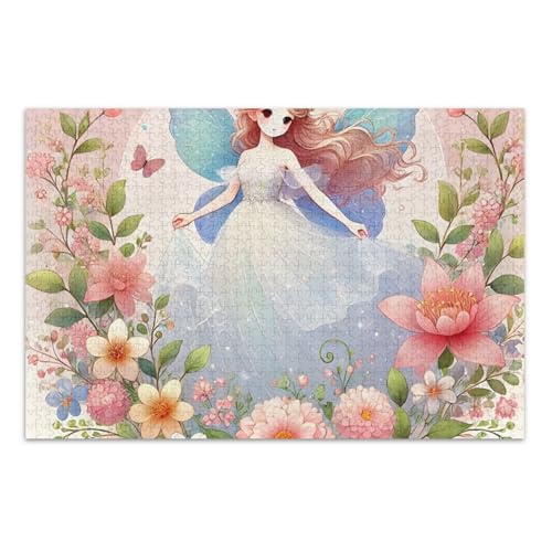 Fairy Princess Pink Jigsaw Pizzles, Erwachsene Puzzle 1000 Teile, mit Buchstaben auf Rückseite, Puzzles Erwachsene von Joitme