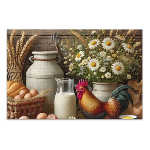 Farm Feast Cream Puzzles Jigsaw, Erwachsene Puzzle mit Buchstaben auf der Rückseite, Puzzles für Erwachsene 500 Teile von Joitme