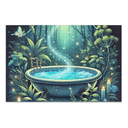 Forest Bath Blue Puzzle, 1000 Teile Puzzle für Erwachsene, mit Buchstaben auf der Rückseite, Puzzle für Erwachsene von Joitme