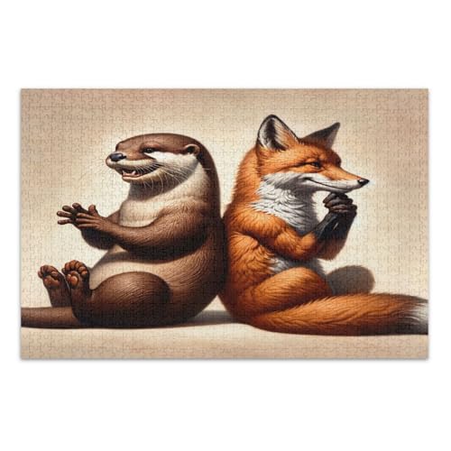 Fröhlicher Otter Fuchs Braun Puzzle Puzzle Erwachsene Puzzles mit Buchstaben auf der Rückseite, Puzzle 1000 Teile Erwachsene von Joitme