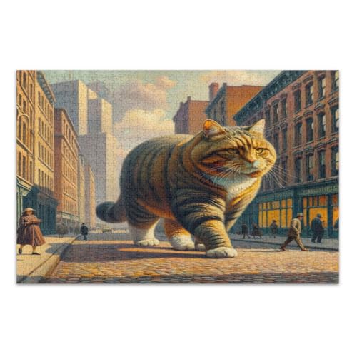 Giant Cat City Brown Jigsaw Puzzle, Puzzle für Erwachsene 500 Teile, mit Buchstaben auf Rückseite, Puzzle für Erwachsene von Joitme