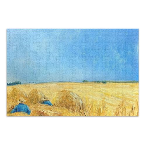 Golden Field Blue Sky Puzzle Pizzles Puzzles für Erwachsene 500 Teile mit Buchstaben auf Rückseite Erwachsene Puzzle von Joitme