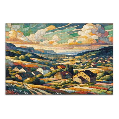 Grünes Puzzle Landschaft, 500 Teile Puzzle für Erwachsene, mit Buchstaben auf der Rückseite, lustige Puzzles für Erwachsene von Joitme