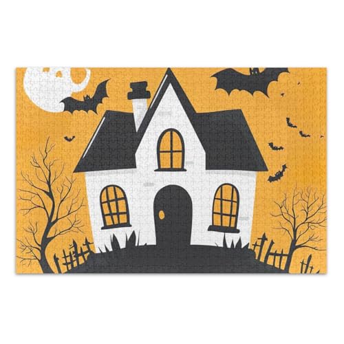 Haunted House Orange Puzzle, Puzzle-Spiele für Erwachsene, mit Buchstaben auf der Rückseite, Puzzles für Erwachsene 500 Teile von Joitme