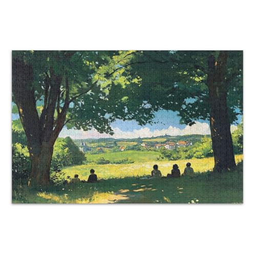 Landschaft Grüne Puzzles Jigsaw, 1000 Teile Puzzles für Erwachsene, mit Buchstaben auf der Rückseite, 1000 Teile Puzzles für Erwachsene von Joitme