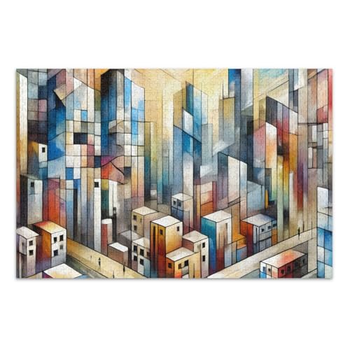 Modern Cityscape Light Jigsaw Pizzles, Puzzles für Erwachsene, mit Buchstaben auf Rückseite, Puzzle für Erwachsene 1000 Teile von Joitme