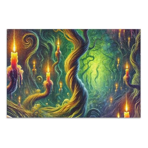 Mystic Forest Dark Jigsaw Pizzles, Puzzles Erwachsene, mit Buchstaben auf Rückseite, Puzzles für Erwachsene 1000 Teile von Joitme