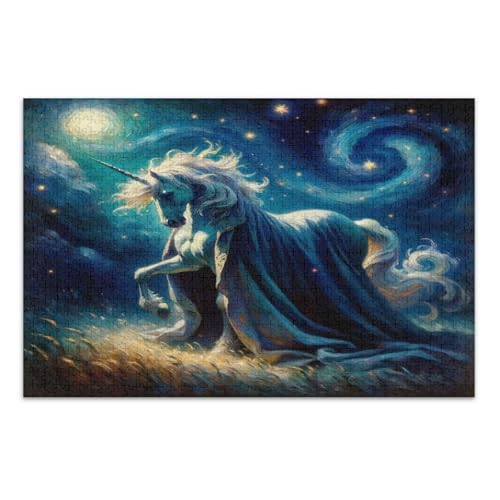 Mystic Unicorn Starry Puzzles Jigsaw, Puzzles für Erwachsene, mit Buchstaben auf der Rückseite, Erwachsenenpuzzles 1000 Teile von Joitme