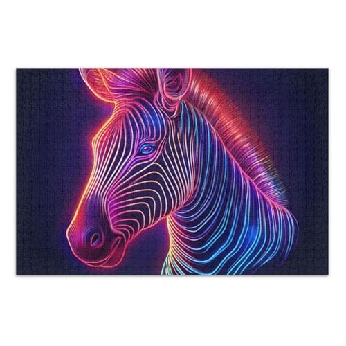 Neon Stripes Pink Puzzle Erwachsene Puzzles 1000 Teile mit Buchstaben auf Rückseite Erwachsene Puzzle von Joitme