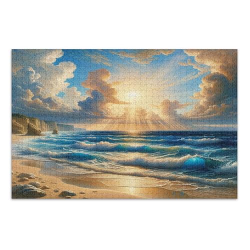 Ocean Wave Blue Jigsaw Puzzle, Puzzles für Erwachsene, 500 Teile, mit Buchstaben auf der Rückseite, Puzzles für Erwachsene von Joitme