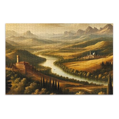 Pastorale Landschaft Grünes Puzzle Erwachsene Puzzlespiele mit Buchstaben auf der Rückseite Puzzles 500 Teile für Erwachsene von Joitme