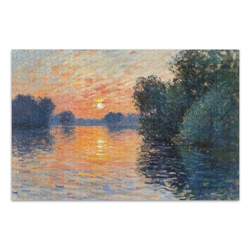 River Sunset Reflection Orange Jigsaw Puzzles, Jigsaw Puzzle for Adults with Letters on Back Adult Jigsaw Puzzles 1000 Pieces von Joitme