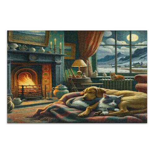 Schlafende Hundehütte Beige Puzzle Puzzle Erwachsene Puzzlespiele mit Buchstaben auf der Rückseite, 500 Teile Puzzle für Erwachsene von Joitme