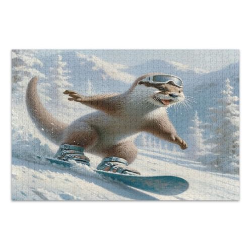 Sportliche Otter Schneewittchen Puzzles, Puzzles 1000 Teile für Erwachsene, mit Buchstaben auf Rückseite, Puzzlespiele für Erwachsene von Joitme