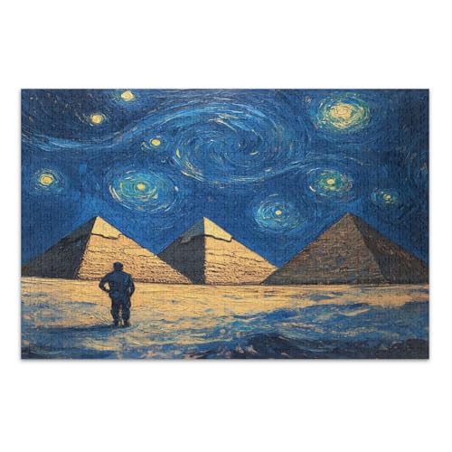 Starry Pyramid Blue Jigsaw Puzzle, 500 Teile Puzzle für Erwachsene, mit Buchstaben auf der Rückseite, lustige Puzzles für Erwachsene von Joitme