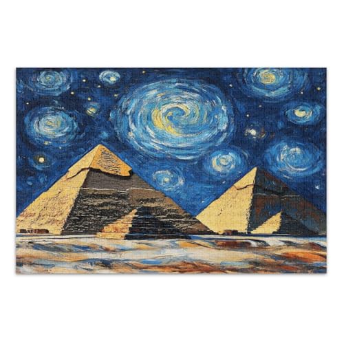 Starry Pyramid Blue Jigsaw Puzzle, 500 Teile Puzzles für Erwachsene, mit Buchstaben auf der Rückseite, lustige Puzzles von Joitme