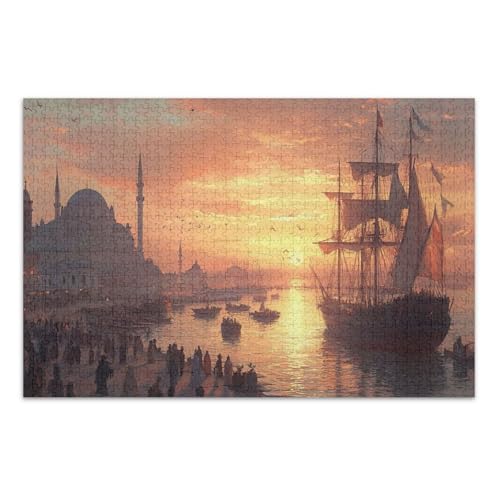 Sunset Orange Jigsaw Pizzles Puzzles für Erwachsene mit Buchstaben auf der Rückseite, 1000 Teile Puzzle für Erwachsene von Joitme