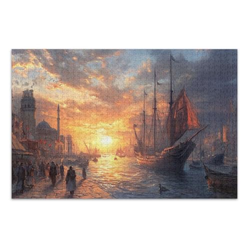 Sunset Orange Puzzle Jigsaw, 500 Teile Puzzles für Erwachsene, mit Buchstaben auf der Rückseite, Puzzle Erwachsene von Joitme