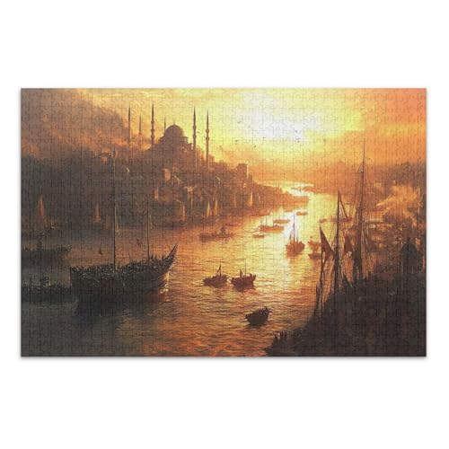 Sunset Orange Puzzle Jigsaw, Puzzles 1000 Teile für Erwachsene, mit Buchstaben auf der Rückseite, lustige Puzzles von Joitme