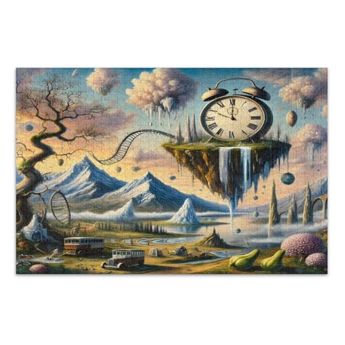 Surreal Clock Blue Puzzle Puzzles für Erwachsene mit Buchstaben auf der Rückseite Puzzles für Erwachsene 500 Teile von Joitme