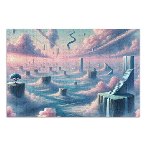 Surreal Clouds Lila Puzzle Puzzle Erwachsene Puzzles mit Buchstaben auf der Rückseite Puzzles für Erwachsene 1000 Teile von Joitme