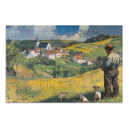 Village Farmer Green Jigsaw Pizzles, Puzzles für Erwachsene, mit Buchstaben auf Rückseite, Puzzles für Erwachsene 1000 Teile von Joitme