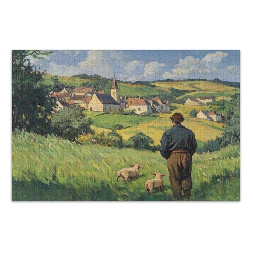 Village Farmer Green Jigsaw Puzzles, Puzzle 500 Teile Erwachsene, mit Buchstaben auf Rückseite, 500 Teile Puzzle für Erwachsene von Joitme