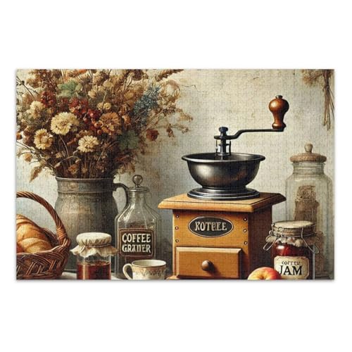 Vintage Coffee Tan Jigsaws Puzzles 500 Puzzles für Erwachsene mit Buchstaben auf der Rückseite Lustige Erwachsene Puzzles von Joitme