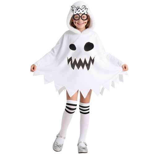 13-teiliges Halloween-Geister-Kostüm-Set für Kinder, weißes Geistergesicht, Outfit mit Skelett-Brille, Kürbis-Süßigkeitentasche und Tattoos für Cosplay-Party, Süßes oder Saures 13-teiliges Halloween-Geister-Kostüm-Set für Kinder, weißes Geistergesicht, Outfit mit Skelett-Brille, Kürbis-Süßigkeitentasche und Tattoos für Cosplay-Party, Süßes oder Saures von Jokureao