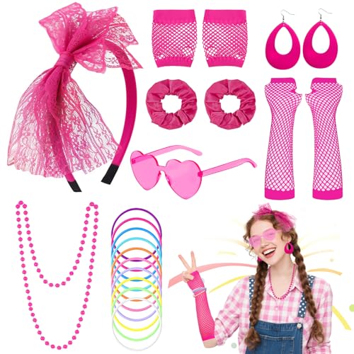 Jokureao 18-teiliges 80er-Jahre-Kostüm-Zubehör-Set für Damen und Mädchen, 1980er-Jahre-Stil, Retro-Kostüm, Partykleid, Zubehör-Set mit Stirnband, Halskette und Sonnenbrille für Disco, Cosplay-Kostüm Jokureao 18-teiliges 80er-Jahre-Kostüm-Zubehör-Set für Damen und Mädchen, 1980er-Jahre-Stil, Retro-Kostüm, Partykleid, Zubehör-Set mit Stirnband, Halskette und Sonnenbrille für Disco, Cosplay-Kostüm von Jokureao