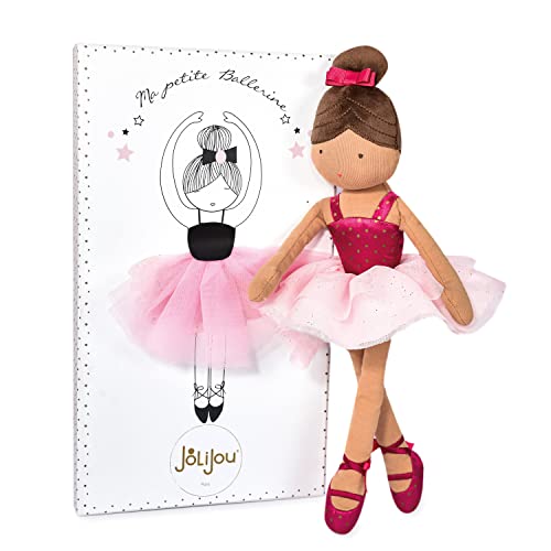 Jolijou - Ma Petite Ballerina – Stoffpuppe Tänzerin – Isadora – Geschenkbox – 35 cm – Gymnastikanzug, Tutu, Tanzknoten, Schleife – Geschenkidee zur Geburt Mädchen – JJ6036 von Jolijou