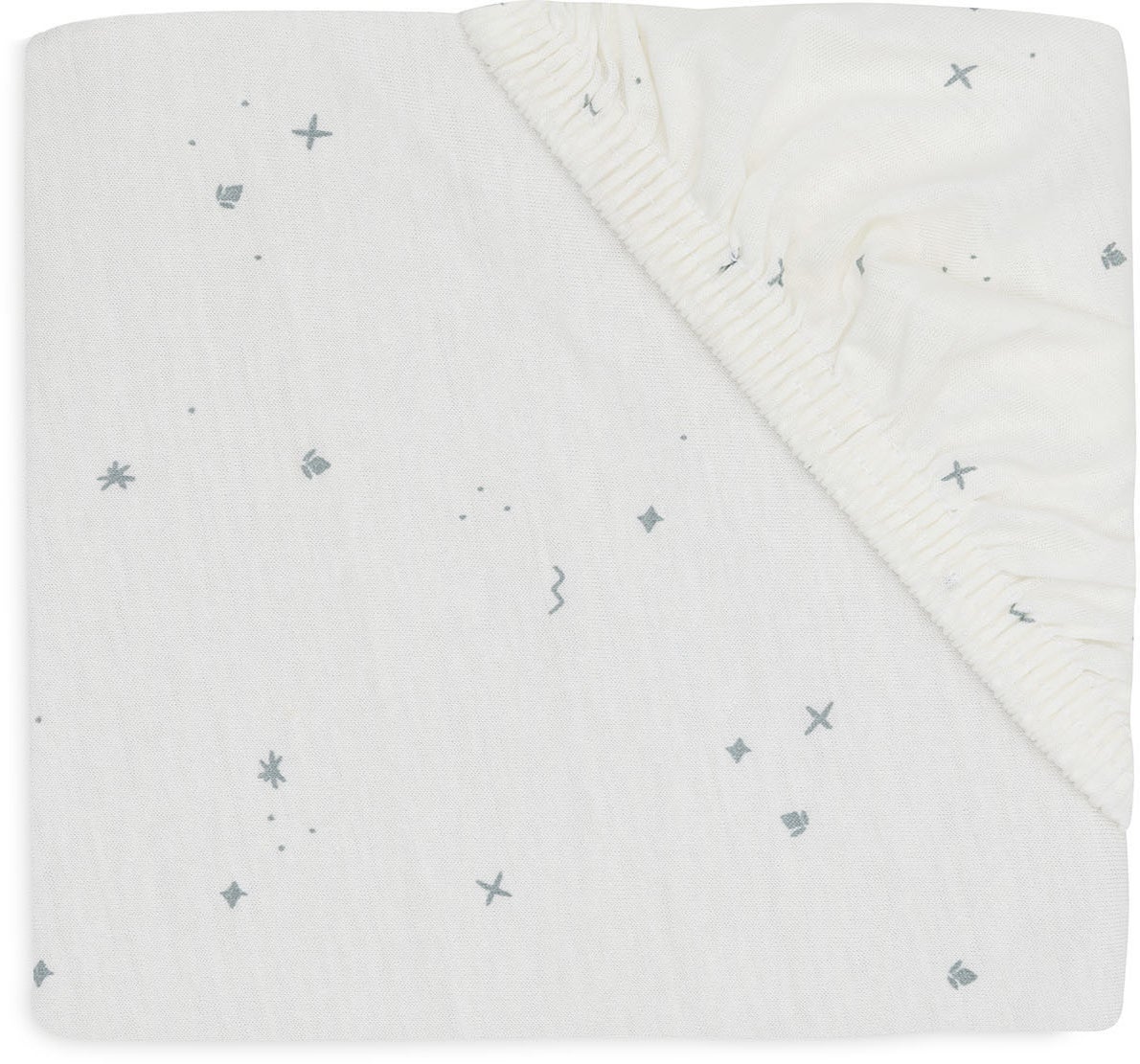 Jollein Spannbettlaken Twinkling 70/75x140/150 cm, Off White/Sea Green von Jollein