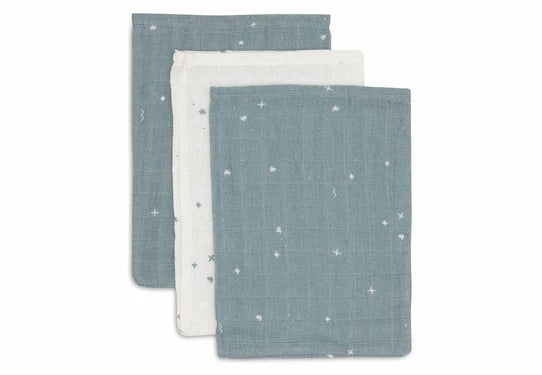 Jollein Waschlappen Twinkling Musselin 3er-Pack, Sea Green von Jollein