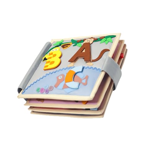 Jolly Designs® Premium Quiet Book ABC für Kleinkinder | Montessori Spielzeug ab 1 Jahr | Motorik Buch aus Filz mit vielfältigen Aktivitäten | Förderung der Feinmotorik, Sensorik und Kreativität von Jolly Designs