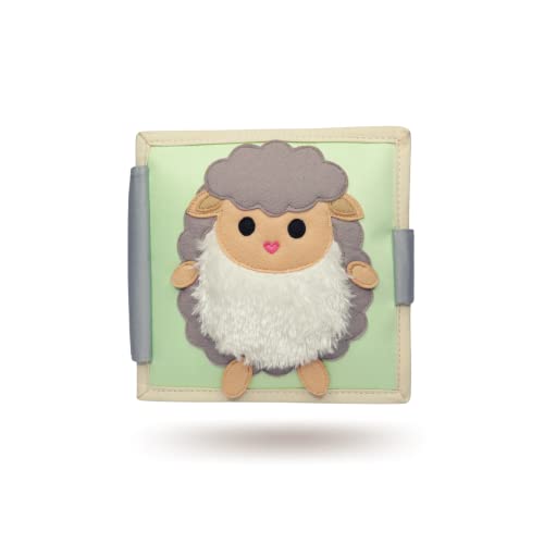 Jolly Designs – Happy Sheep - 6 Seiten Mini Quiet Book – Montessori Spielzeug ab 4 Monaten – Motorik & Sensorik fördern – Handgefertigtes Filzbuch – Lernspielzeug für Kleinkinder – Busy Book von Jolly Designs