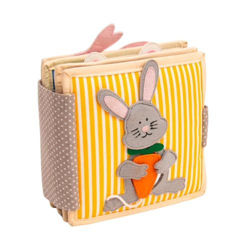 Jolly Designs – Mini Quiet Book Funny Bunny ab 18 Monaten – Oster Geschenk – Montessori Spielzeug für Kleinkinder – Motorik & Kreativität fördern – Busy Book aus Filz – Handgefertigtes Filzbuch von Jolly Designs