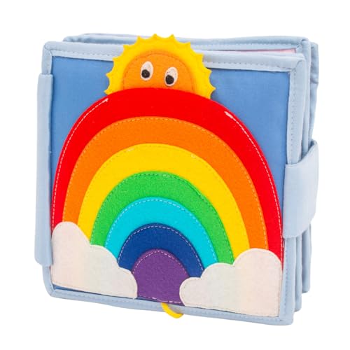 Jolly Designs 6-seitiges Mini Quiet Book Sonnenschein - Montessori Lernspielzeug aus hochwertigem Stoff zur Förderung der Motorik, für Kleinkinder und Babys ab 18 Monaten von Jolly Designs