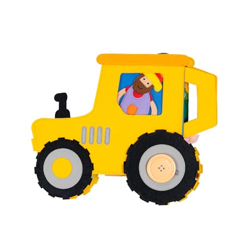 Jolly Designs – Travel Buddy Traktor – Montessori Spielzeug ab 18 Monaten – Motorik & Sensorik fördern – Busy Book aus Filz – Handgefertigtes Filzbuch – Lernspielzeug für unterwegs & Reisen von Jolly Designs