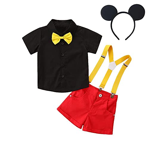 Jolly Fancy - Mickey Mouse Kostüm Kleid Verkleidung kleidung mit Maus Ohren Haarreifen für Kinder Jungen Größe 3-4 Jahre 104 von Jolly Fancy