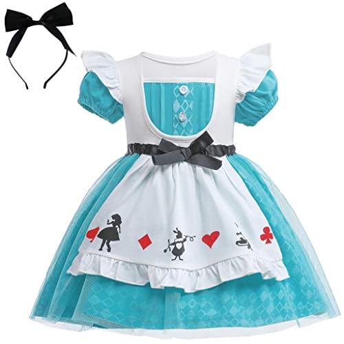 Jolly Fancy - Prinzessin Alice im Wunderland Kleid Kostüm Verkleidung mit Haarreifen für Baby Mädchen Größe 12-18 Monate 86 von Jolly Fancy