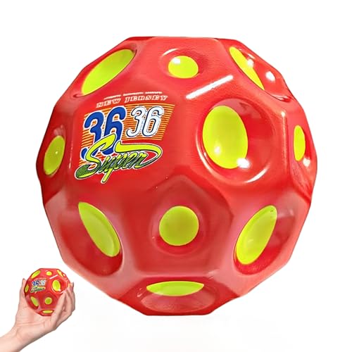 JollyGo Jump Ball-9.5 cm Big Moon Ball-Super High Bouncy Lightweight PU Material-Hüpfbälle-for Children and Pets-interaktives Spielzeug zum Stressabbau-Gummiball-Flummies für Kinder im Freien (Rot) von JollyGo