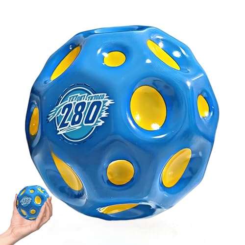 JollyGo Jump Ball-9.5 cm Big Moon Ball-Super High Bouncy Lightweight PU Material-Hüpfbälle-for Children and Pets-interaktives Spielzeug zum Stressabbau-Gummiball-Flummies für Kinder im Freien (Blau) von JollyGo