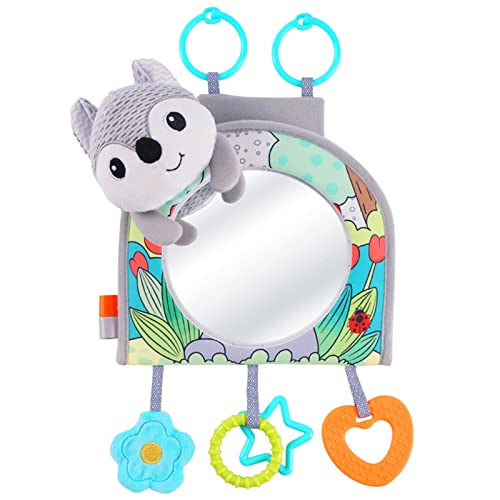 Jollybaby Baby-Autositz-Spielzeug, Kick and Play Activity Center mit Spiegel, Zahnen, Knitterpapier, Baby-Reisespielzeug für Autositz, einfacheres Reisen mit Neugeborenen (Grat Fox) von Jollybaby