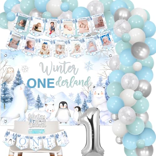 Jollyboom Winter Onederland 1. Geburtstag Dekorationen, Arctic Polar Animals Geburtstag Dekorationen Hintergrund Banner Kuchen Topper Hochstuhl Foto Banner Luftballons Bogen Nummer 1 für Jungen Jollyboom Winter Onederland 1. Geburtstag Dekorationen, Arctic Polar Animals Geburtstag Dekorationen Hintergrund Banner Kuchen Topper Hochstuhl Foto Banner Luftballons Bogen Nummer 1 für Jungen von Jollyboom